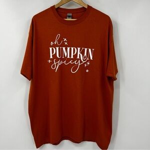 Gildan Oh Pumpkin Spicy Graphic T-Shirt Unisex Short Sleeve Tee Size XL Orange